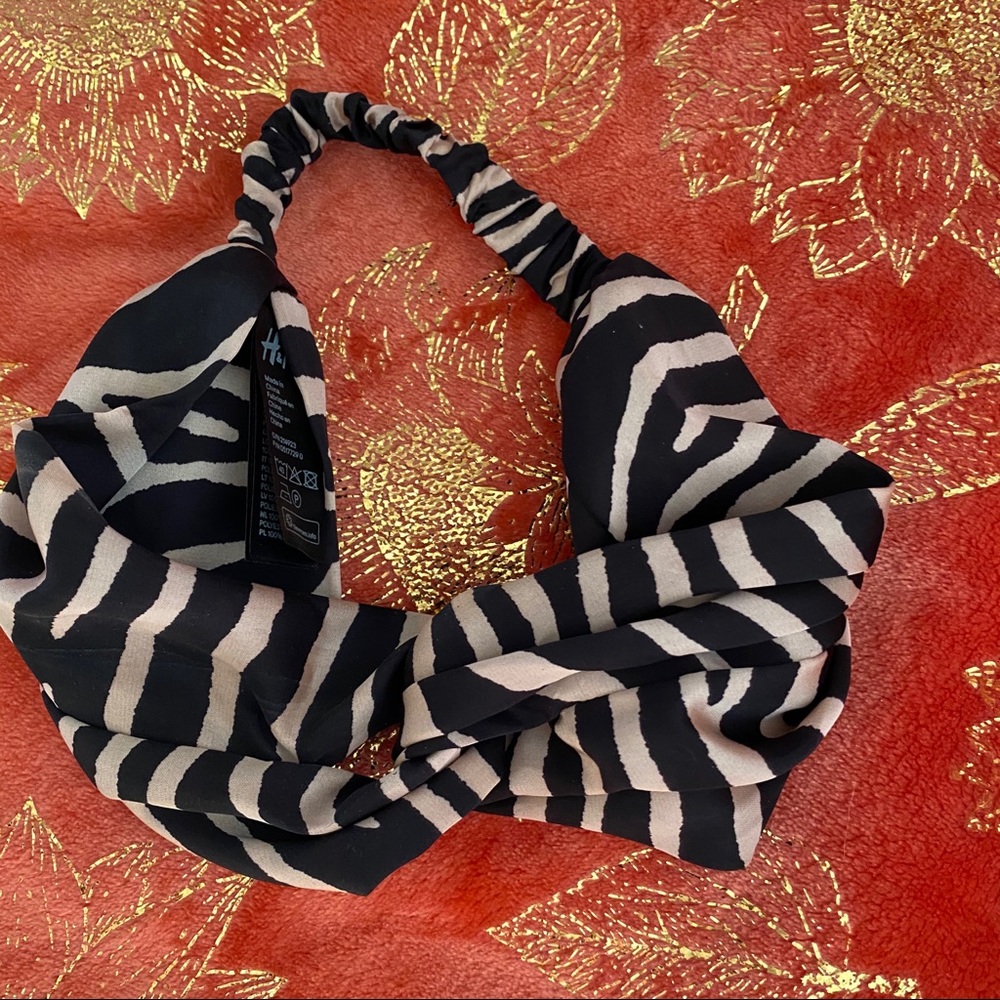 Zebra print satin headband black cream white y2k gift hair safari Africa travel